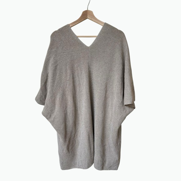 NWT Eileen Fisher Peruvian Organic Cotton Open Front Serape Wrap - Bone, OS - Picture 2 of 5